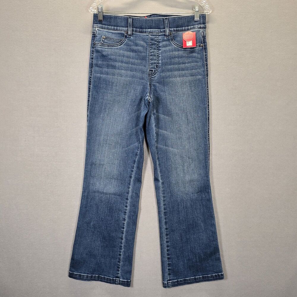 Spanx Denim Cropped Kick Flare Blue Pants Size Large
